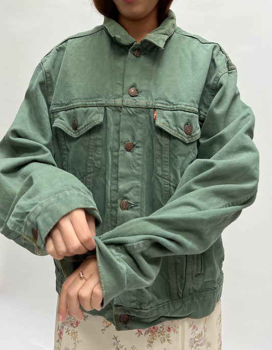 levis green denim jacket