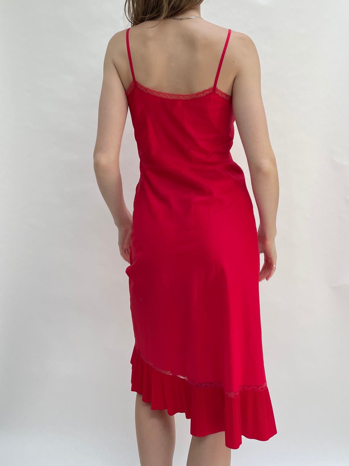 red slip dress