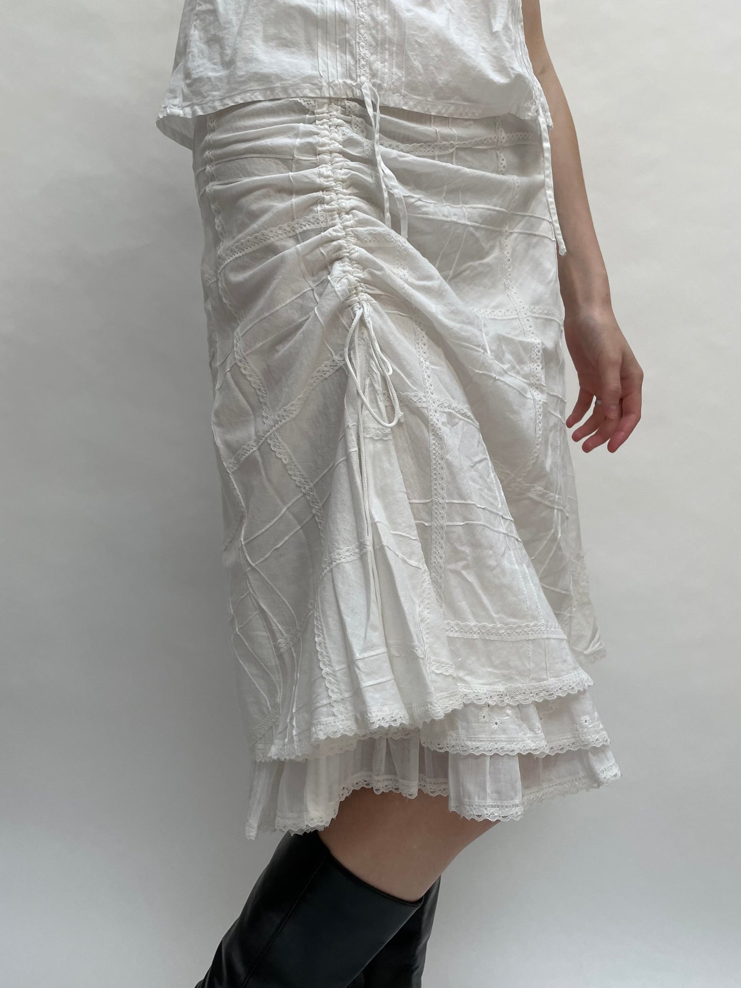 white cotton cami skirt set <3