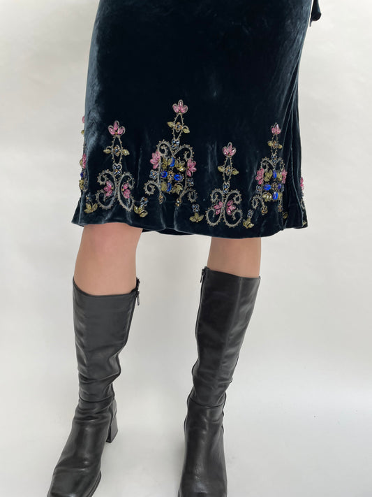 rhinestone velvet skirt