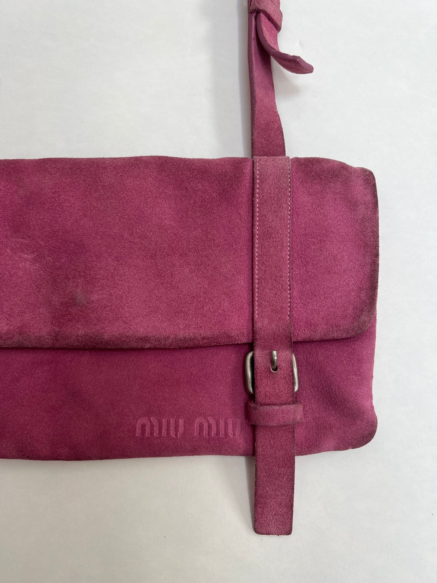 Miu Miu SS 2000 suede buckle bag