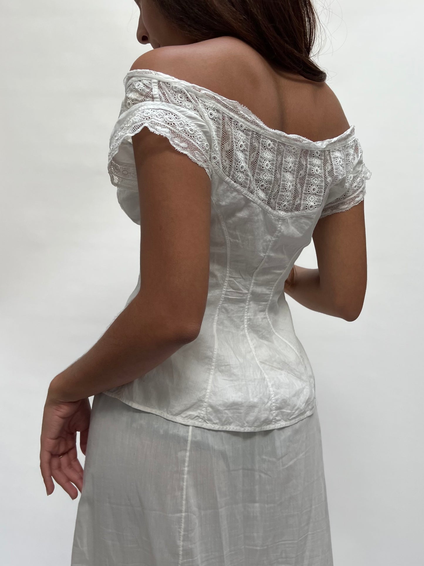 1800s cotton and lace corset cover