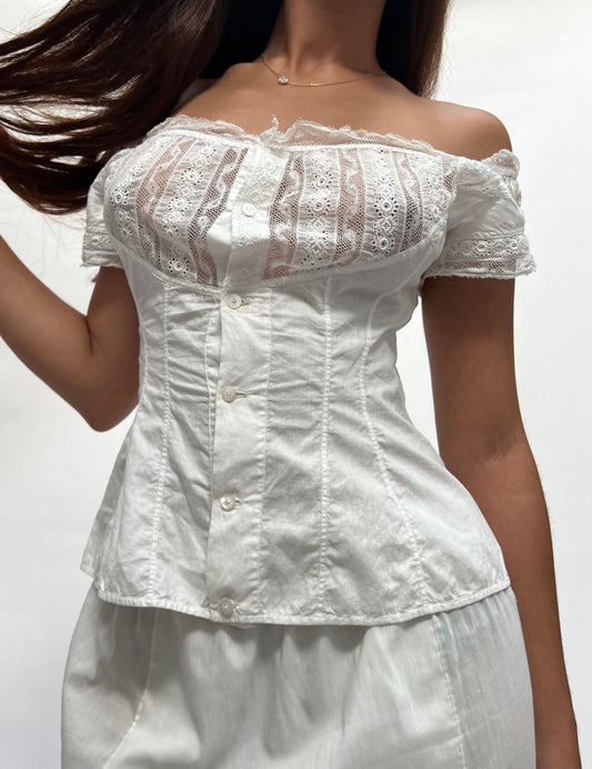 1800s cotton and lace corset cover