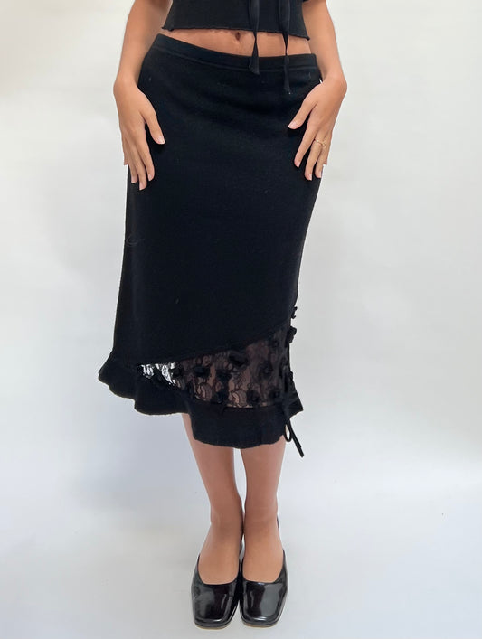 Vintage black wool skirt