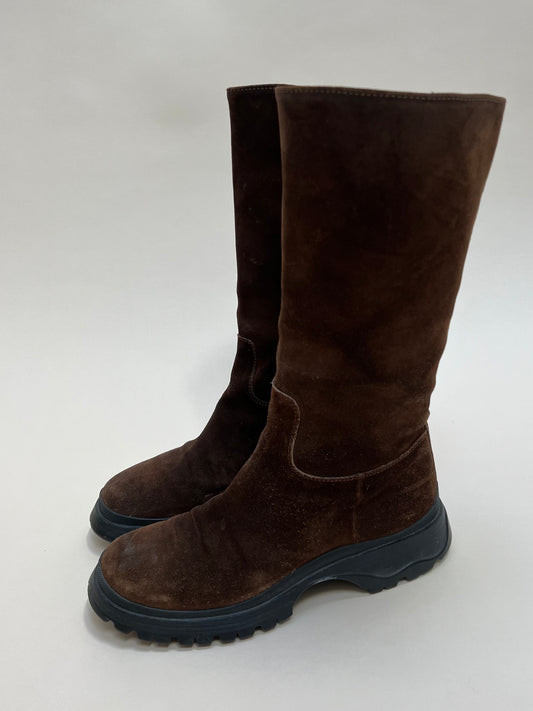 prada lug sole suede boot