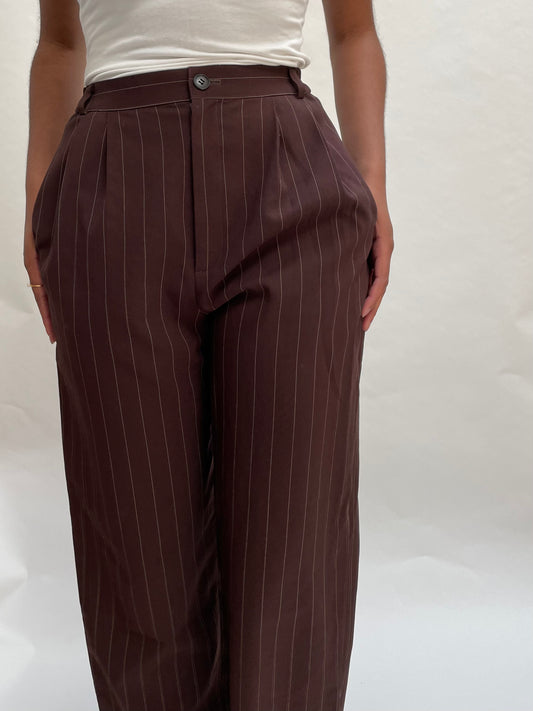 brown pinstripe trouser