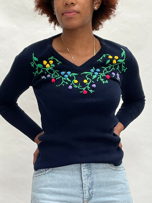 knit flower sweater