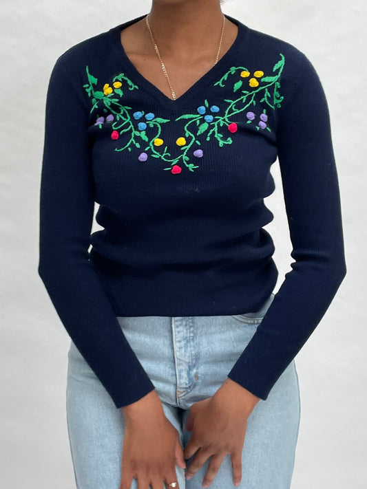 knit flower sweater