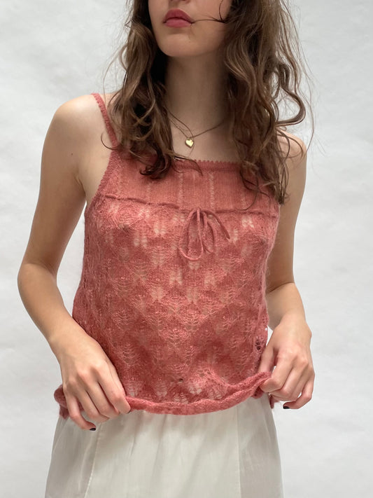 Vintage crochet bow tank