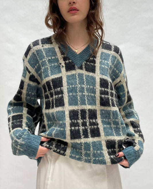 plaid mohair sweater